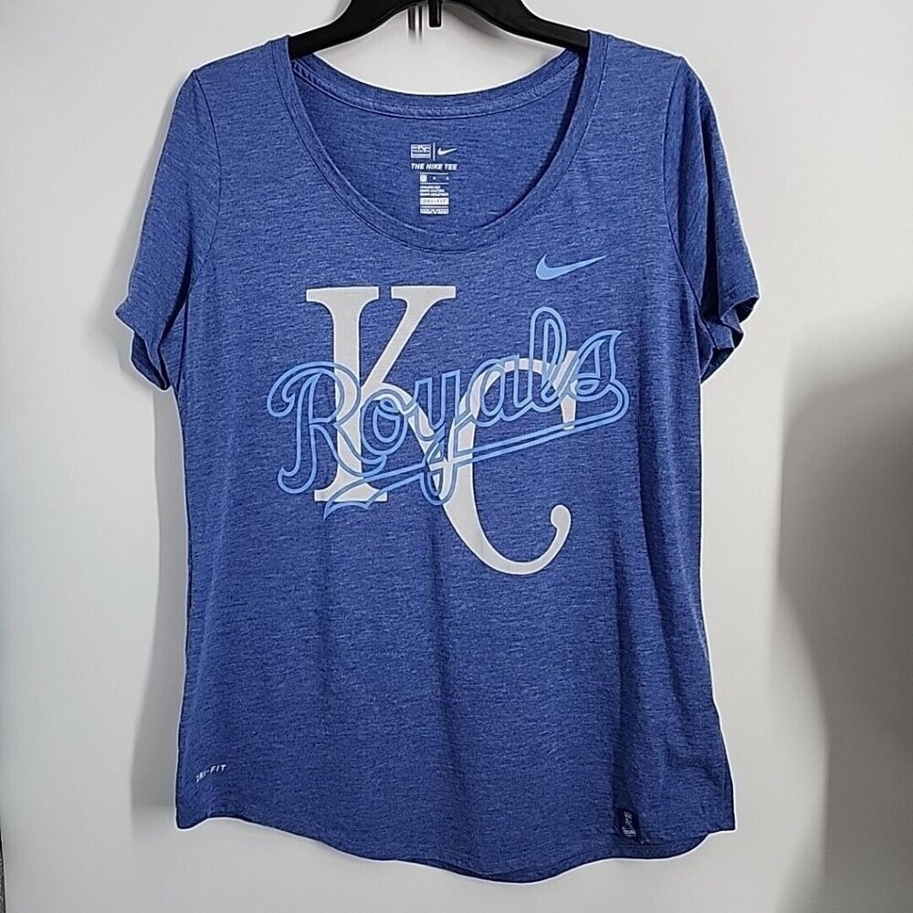 Nike Kansas City Royals Size Large Round Neck Dri Fit Baseball Tee Shirt